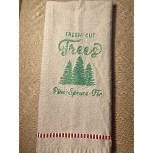 Winter Holiday Christmas Embroidered Hand/Kitchen Towel-Fresh Cut Trees